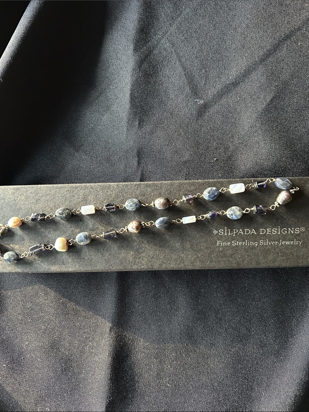 Silpada N1308 Sterling Silver w Blue Beaded Necklace